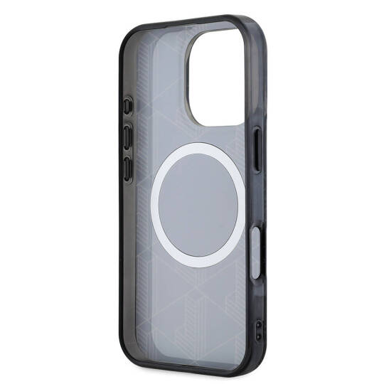 Apple iPhone 16 Pro Kılıf Lacoste Orjinal Lisanslı M-safe Şarj Özellikli IML Baskılı Gümüş Timsah Logolu Monogram Kapak - 10