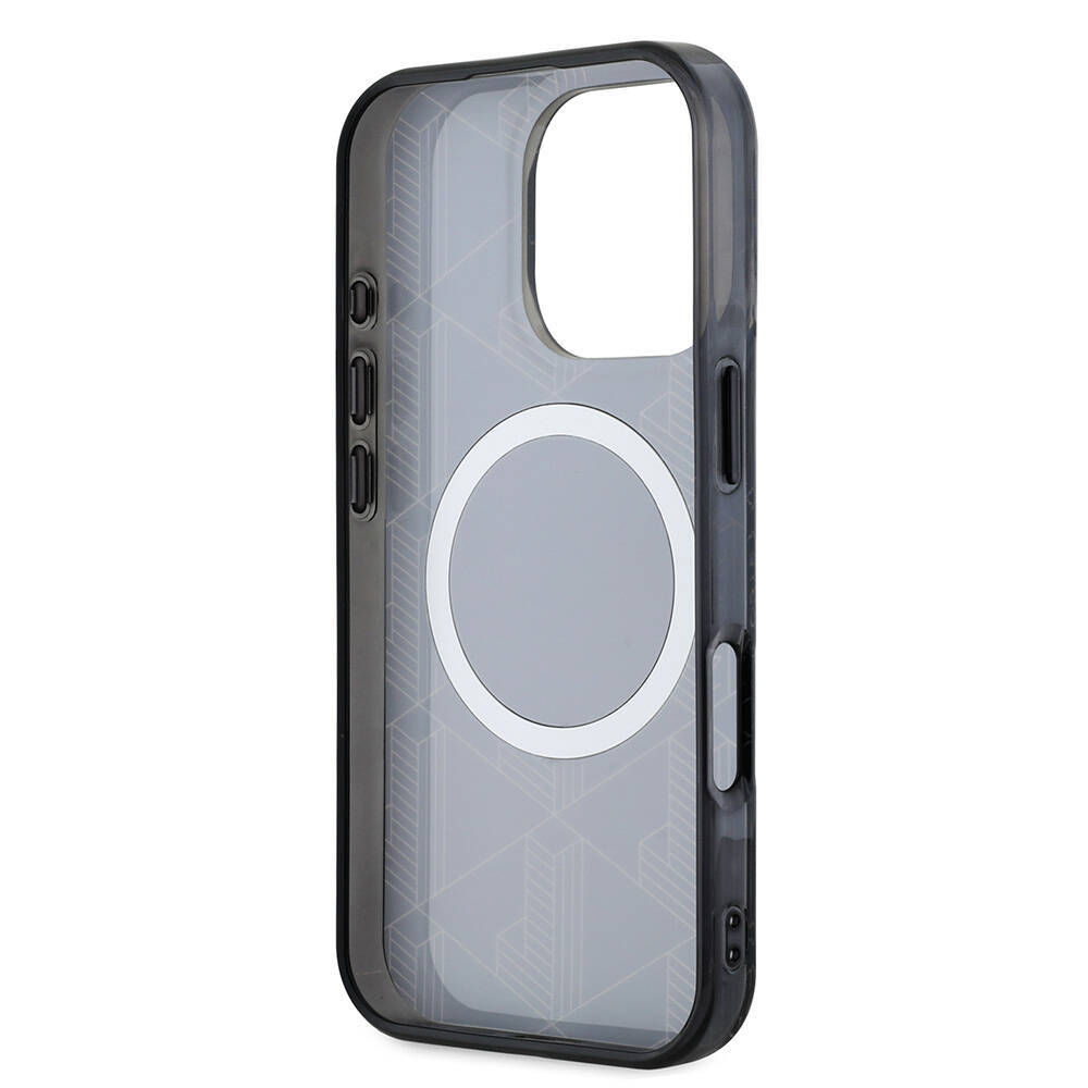 Apple iPhone 16 Pro Kılıf Lacoste Orjinal Lisanslı M-safe Şarj Özellikli IML Baskılı Gümüş Timsah Logolu Monogram Kapak - 10