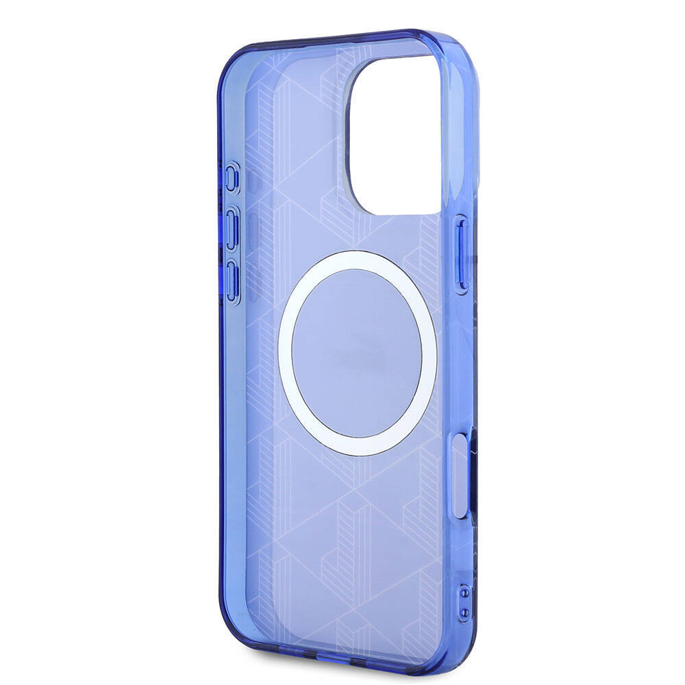 Apple iPhone 16 Pro Kılıf Lacoste Orjinal Lisanslı M-safe Şarj Özellikli IML Baskılı Gümüş Timsah Logolu Monogram Kapak - 18