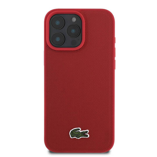 Apple iPhone 16 Pro Kılıf Lacoste Orjinal Lisanslı PU Pike Desenli Arka Yüzey İkonik Timsah Dokuma Logolu Kapak - 8