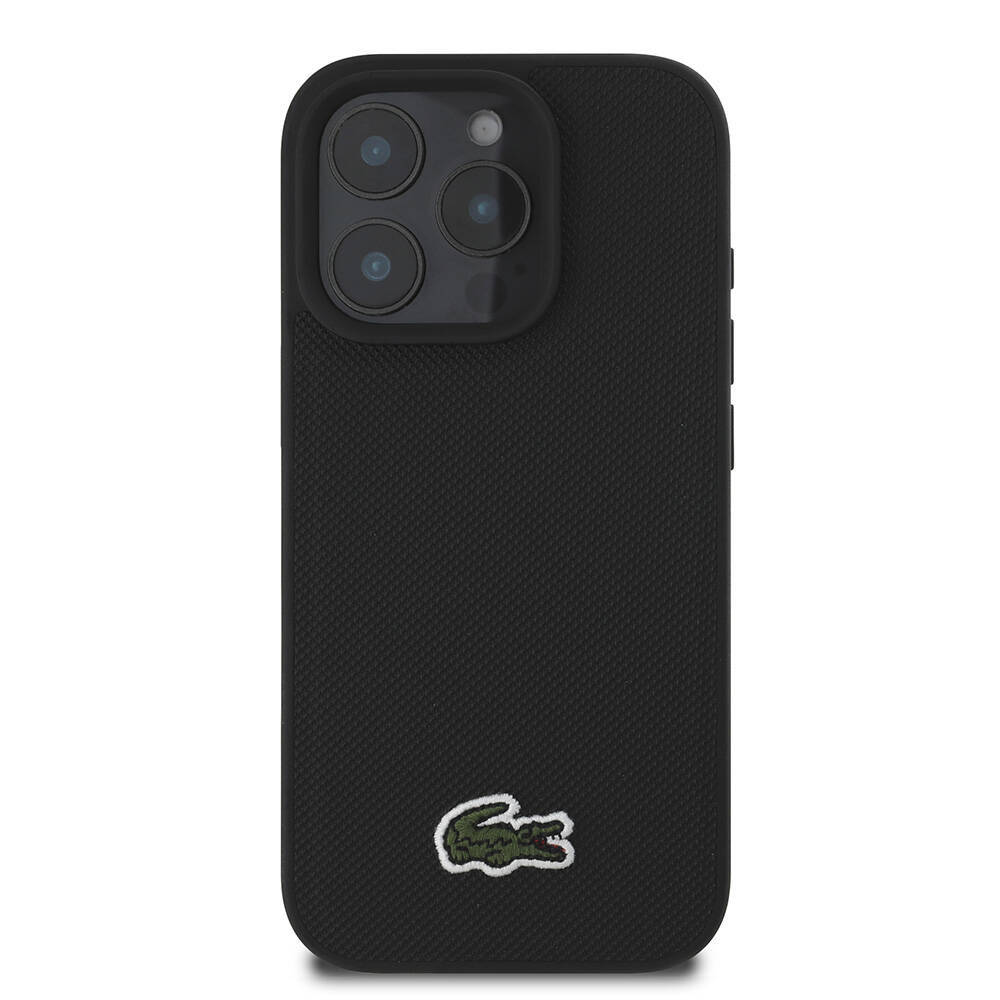 Apple iPhone 16 Pro Kılıf Lacoste Orjinal Lisanslı PU Pike Desenli Arka Yüzey İkonik Timsah Dokuma Logolu Kapak - 14