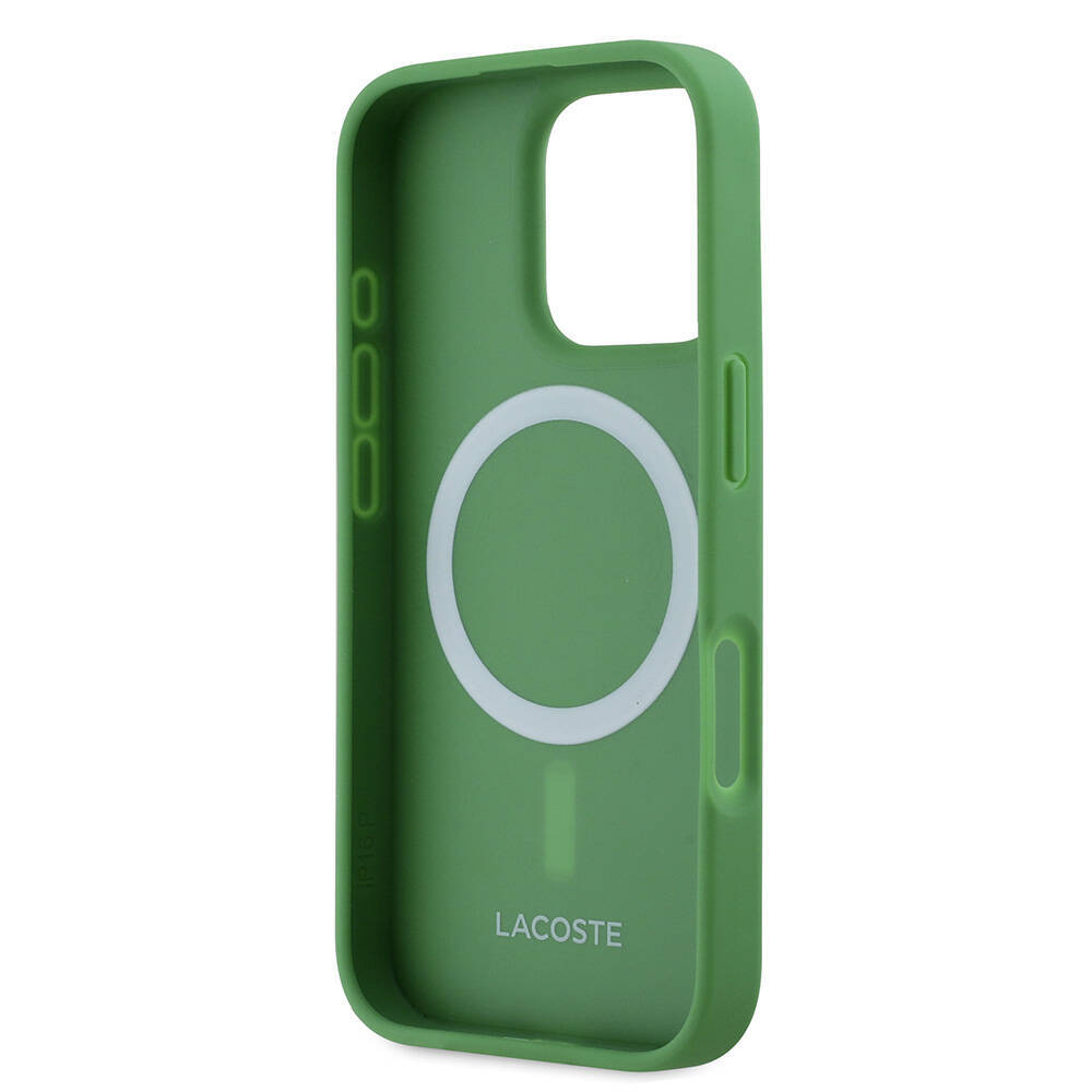 Apple iPhone 16 Pro Kılıf Lacoste Orjinal Lisanslı PU Pike Desenli Arka Yüzey İkonik Timsah Dokuma Logolu Kapak - 21