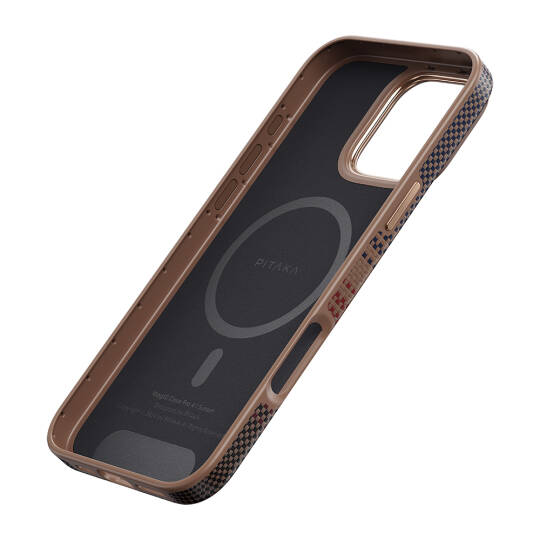 Apple iPhone 16 Pro Kılıf M-safe Şarj Özellikli Aramid Karbon Fiber Pitaka Military-Grade Sunset-Moonrise Serisi Sunset Kapak - 7