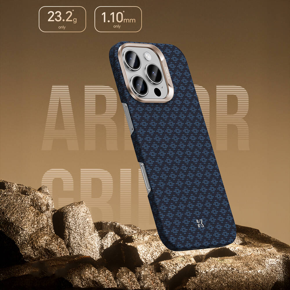 Apple iPhone 16 Pro Kılıf M-Safe Şarj Özellikli Benks ArmorAir ArmorGrid Serisi Kevlar Karbon Kapak - 10