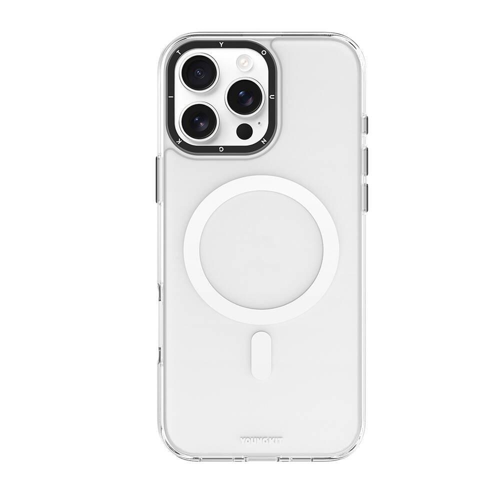 Apple iPhone 16 Pro Kılıf M-safe Şarj Özellikli Cam Arka Yüzey TPU Youngkit Gemstone Serisi Kapak - 5