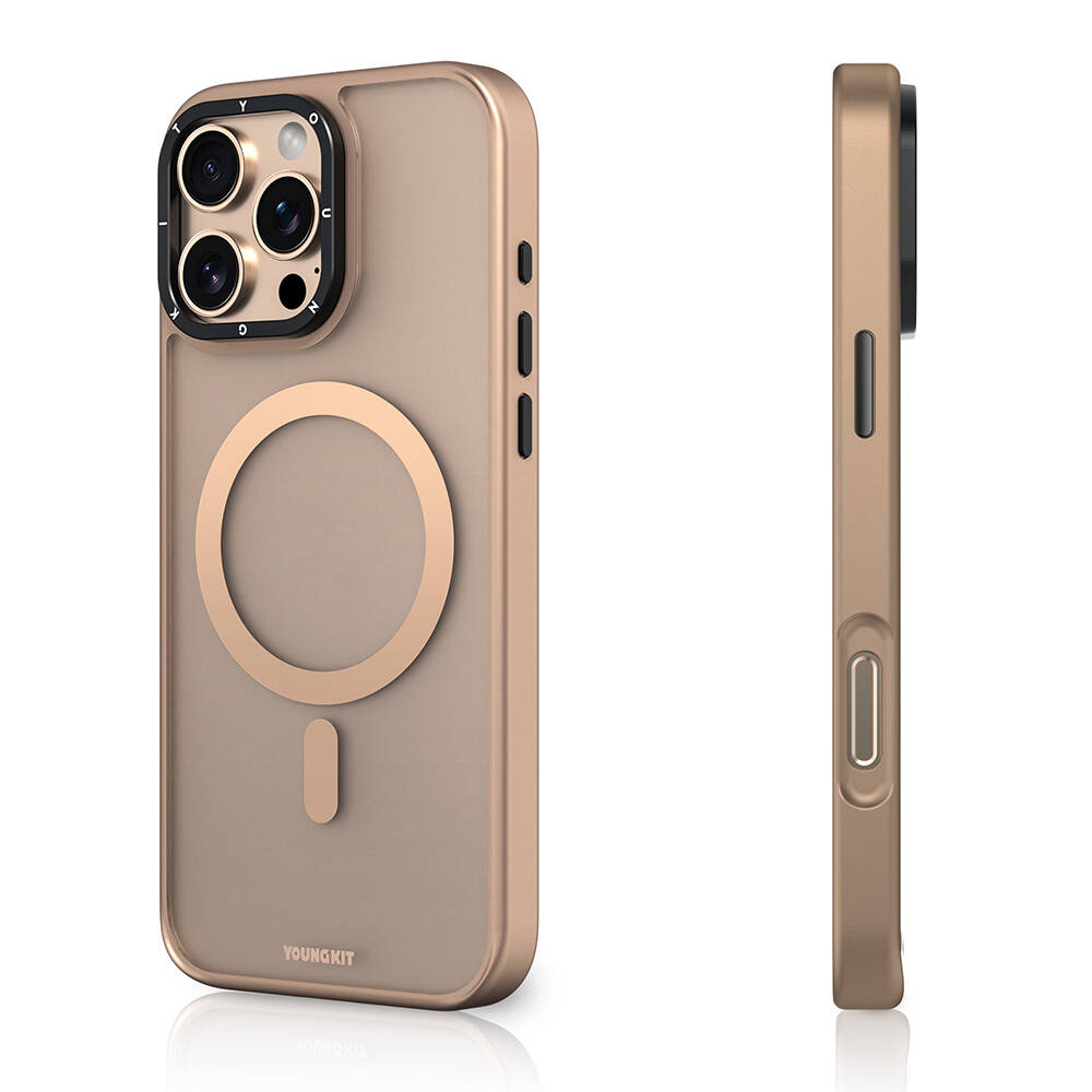 Apple iPhone 16 Pro Kılıf M-safe Şarj Özellikli Cam Arka Yüzey TPU Youngkit Gemstone Serisi Kapak - 6