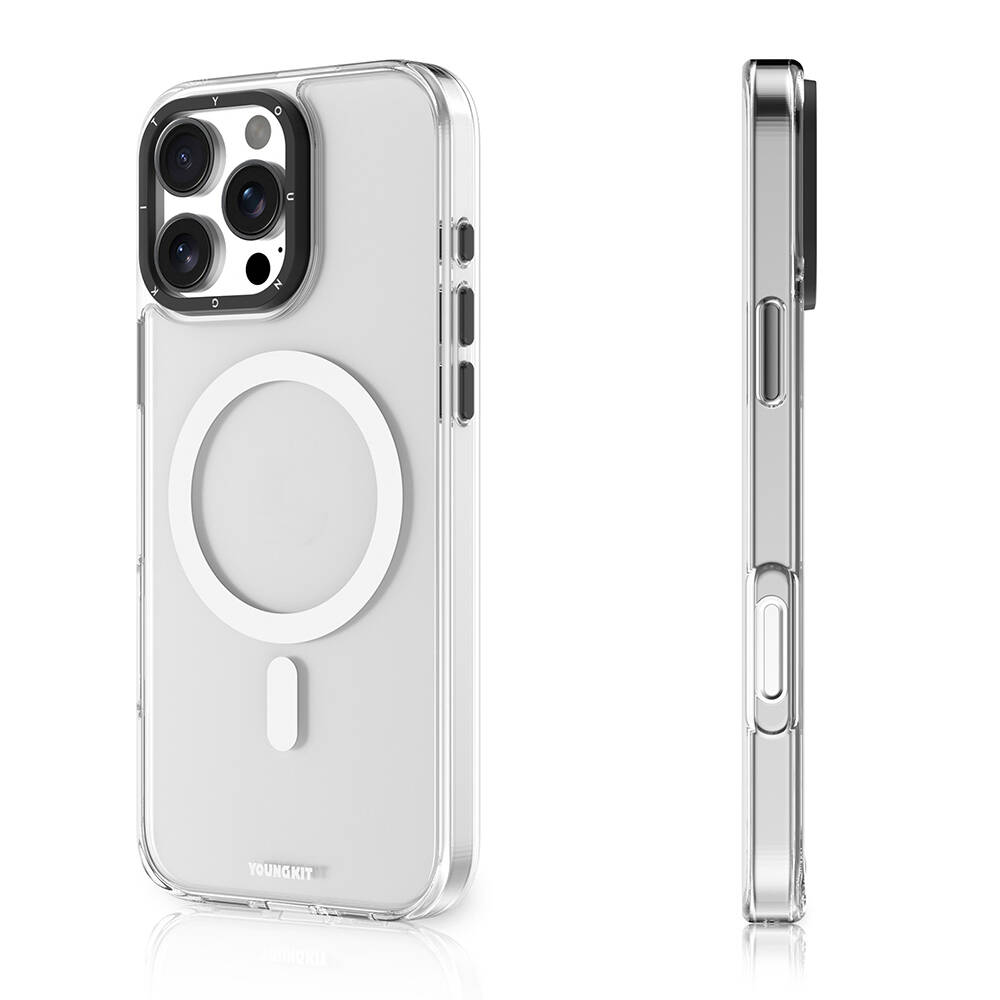 Apple iPhone 16 Pro Kılıf M-safe Şarj Özellikli Cam Arka Yüzey TPU Youngkit Gemstone Serisi Kapak - 7
