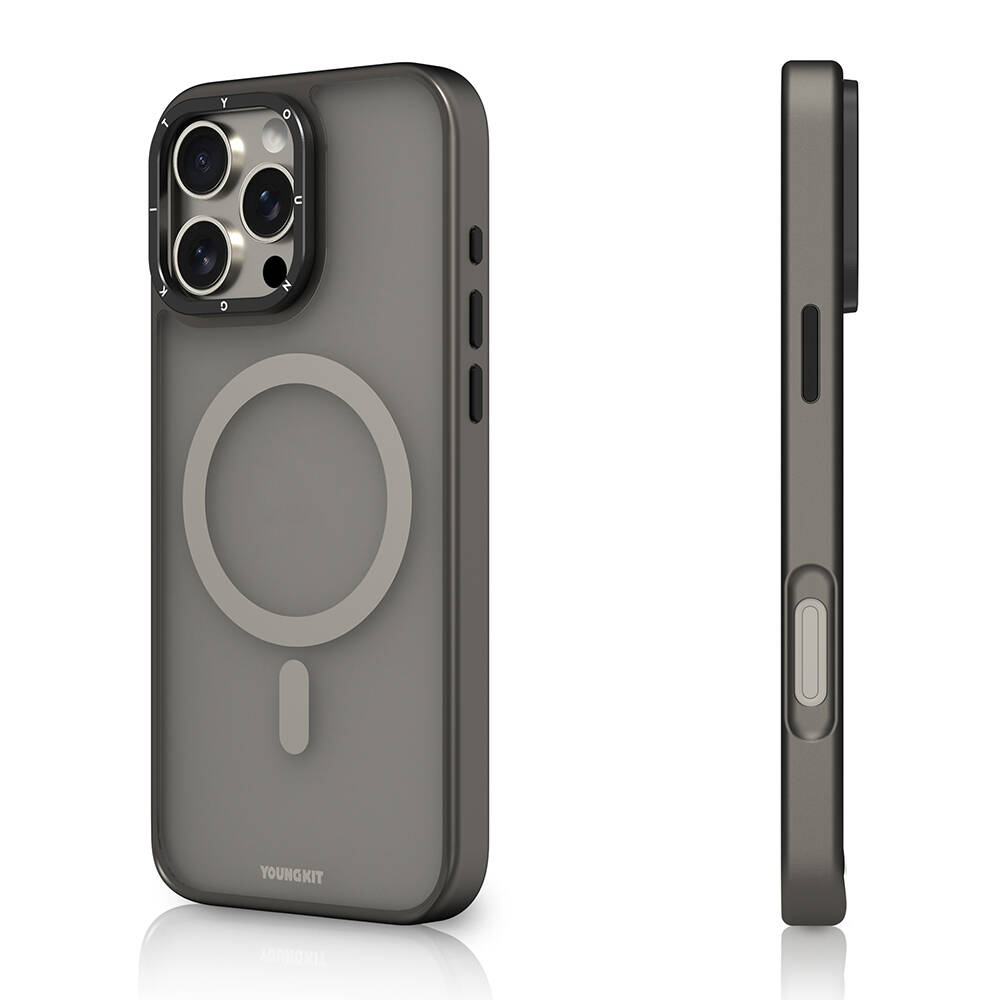 Apple iPhone 16 Pro Kılıf M-safe Şarj Özellikli Cam Arka Yüzey TPU Youngkit Gemstone Serisi Kapak - 8