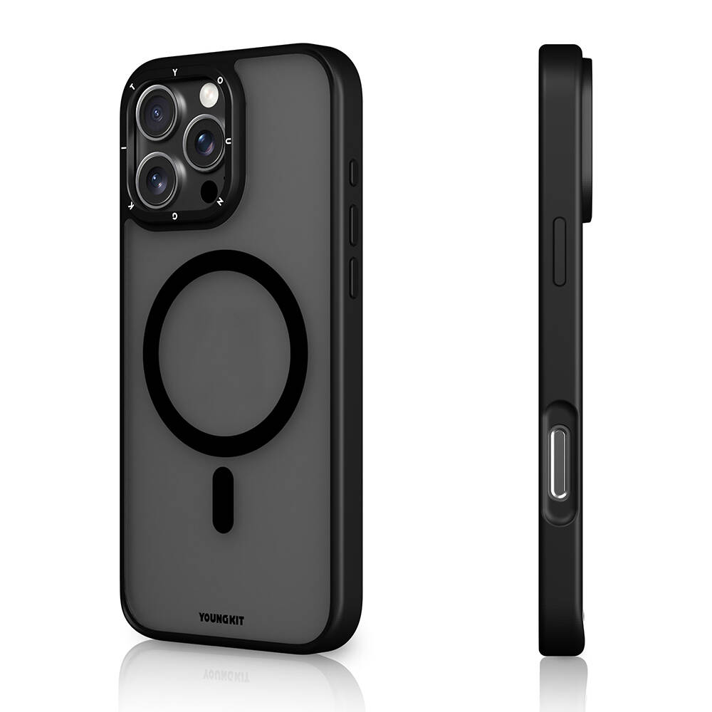 Apple iPhone 16 Pro Kılıf M-safe Şarj Özellikli Cam Arka Yüzey TPU Youngkit Gemstone Serisi Kapak - 9