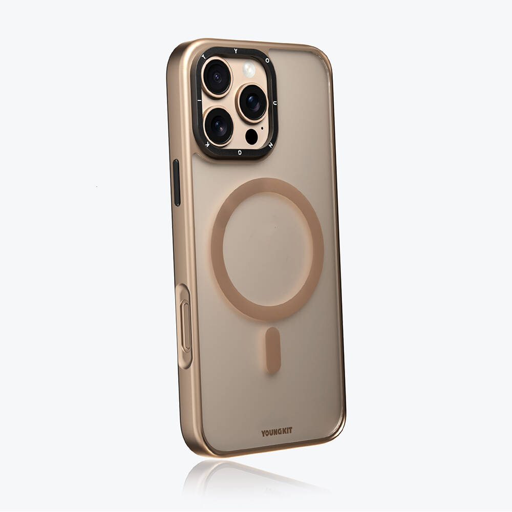 Apple iPhone 16 Pro Kılıf M-safe Şarj Özellikli Cam Arka Yüzey TPU Youngkit Gemstone Serisi Kapak - 10