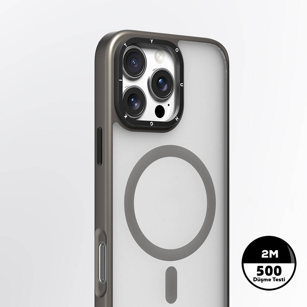 Apple iPhone 16 Pro Kılıf M-safe Şarj Özellikli Cam Arka Yüzey TPU Youngkit Gemstone Serisi Kapak - 12