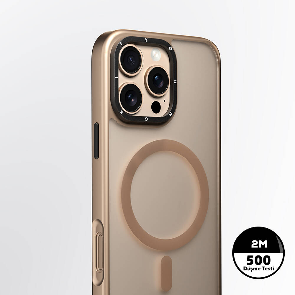Apple iPhone 16 Pro Kılıf M-safe Şarj Özellikli Cam Arka Yüzey TPU Youngkit Gemstone Serisi Kapak - 13