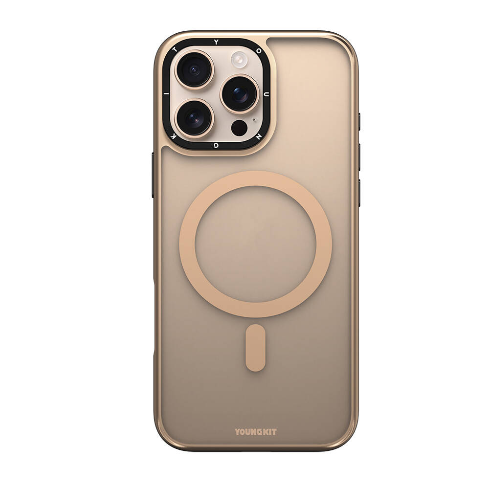 Apple iPhone 16 Pro Kılıf M-safe Şarj Özellikli Cam Arka Yüzey TPU Youngkit Gemstone Serisi Kapak - 1