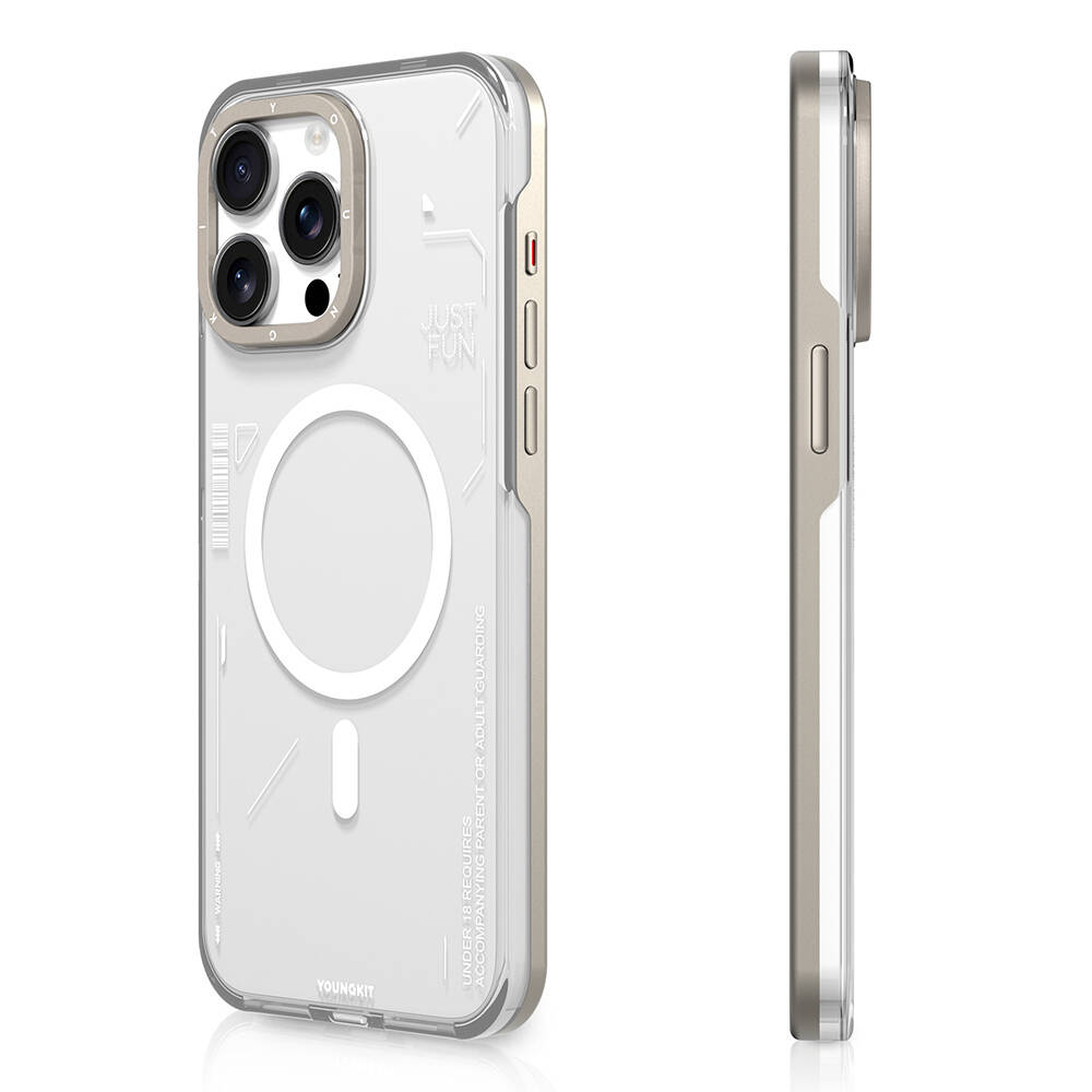 Apple iPhone 16 Pro Kılıf M-safe Şarj Özellikli Çıkarılabilir Arka Yüzeyli Youngkit Mecha Kapak - 4