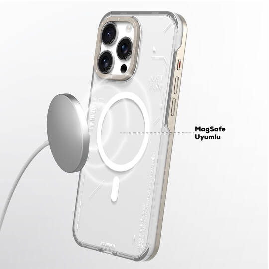 Apple iPhone 16 Pro Kılıf M-safe Şarj Özellikli Çıkarılabilir Arka Yüzeyli Youngkit Mecha Kapak - 6
