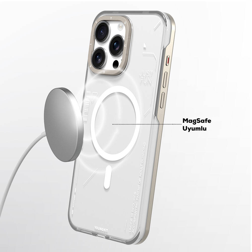 Apple iPhone 16 Pro Kılıf M-safe Şarj Özellikli Çıkarılabilir Arka Yüzeyli Youngkit Mecha Kapak - 6