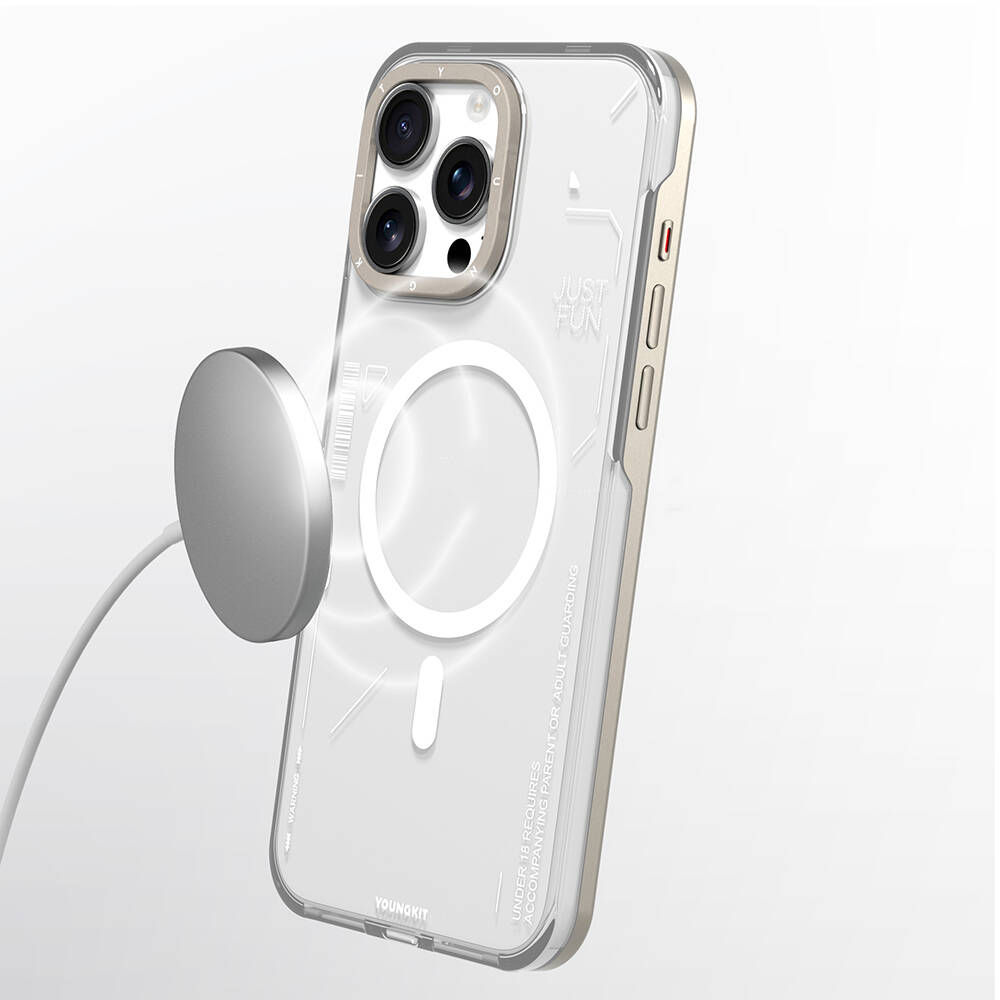 Apple iPhone 16 Pro Kılıf M-safe Şarj Özellikli Çıkarılabilir Arka Yüzeyli Youngkit Mecha Kapak - 20