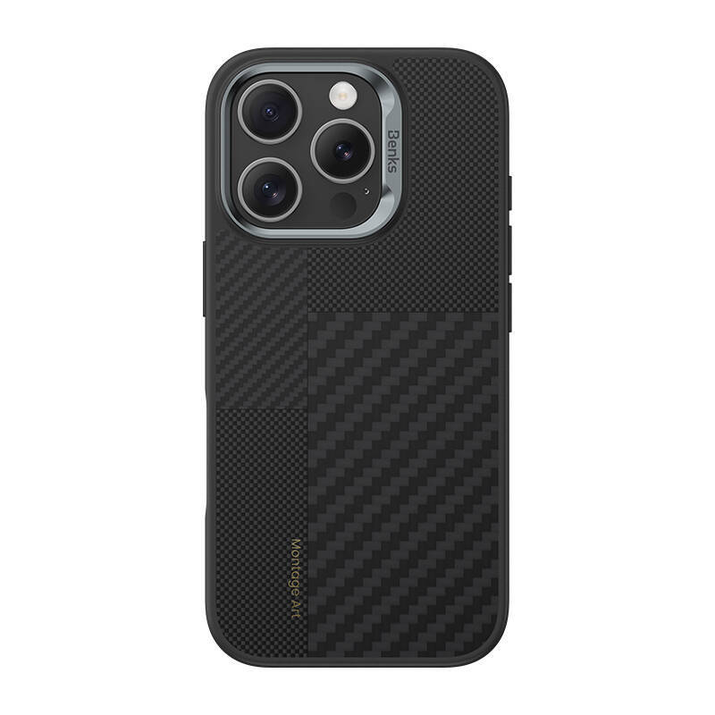 Apple iPhone 16 Pro Kılıf M-safe Şarj Özellikli Karbon Fiber Benks Montage Hybrid ArmorPro Kevlar Kapak - 2