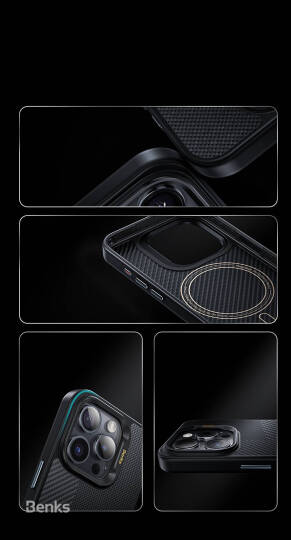 Apple iPhone 16 Pro Kılıf M-safe Şarj Özellikli Karbon Fiber Benks Montage Hybrid ArmorPro Kevlar Kapak - 5