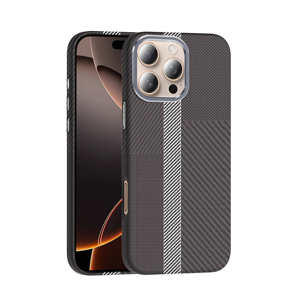 Apple iPhone 16 Pro Kılıf M-safe Şarj Özellikli Karbon Fiber Görünümlü Zore Gros Kapak - 3