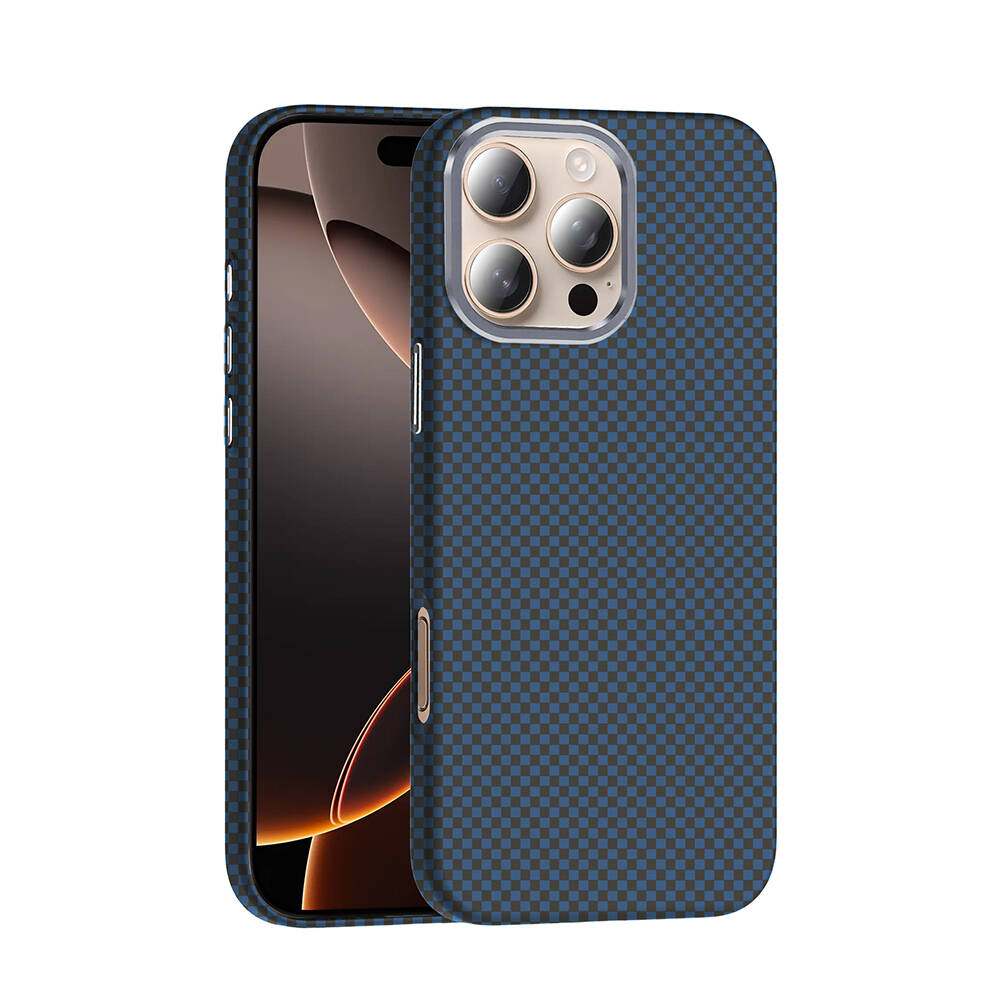 Apple iPhone 16 Pro Kılıf M-safe Şarj Özellikli Karbon Fiber Görünümlü Zore Gros Kapak - 1