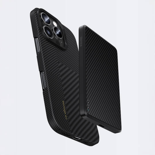 Apple iPhone 16 Pro Kılıf M-safe Şarj Özellikli Karbon Fiber Metal Kamera Çerçeveli Benks Montage ArmorAir Kevlar Kapak - 11