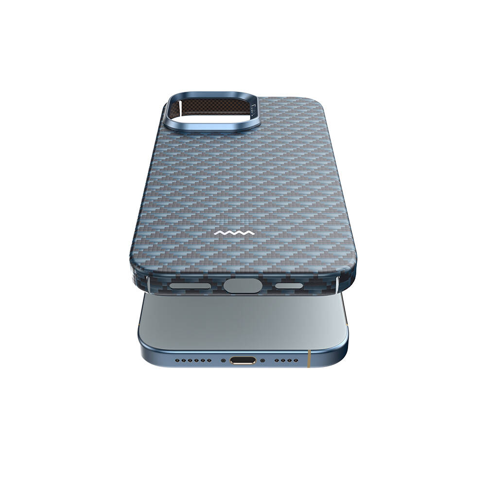 Apple iPhone 16 Pro Kılıf M-safe Şarj Özellikli Raptic Aramid Skin Origin Serisi Karbon Kapak - 13