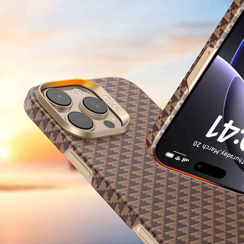 Apple iPhone 16 Pro Kılıf M-safe Şarj Özellikli Raptic Aramid Skin Origin Serisi Karbon Kapak - 19
