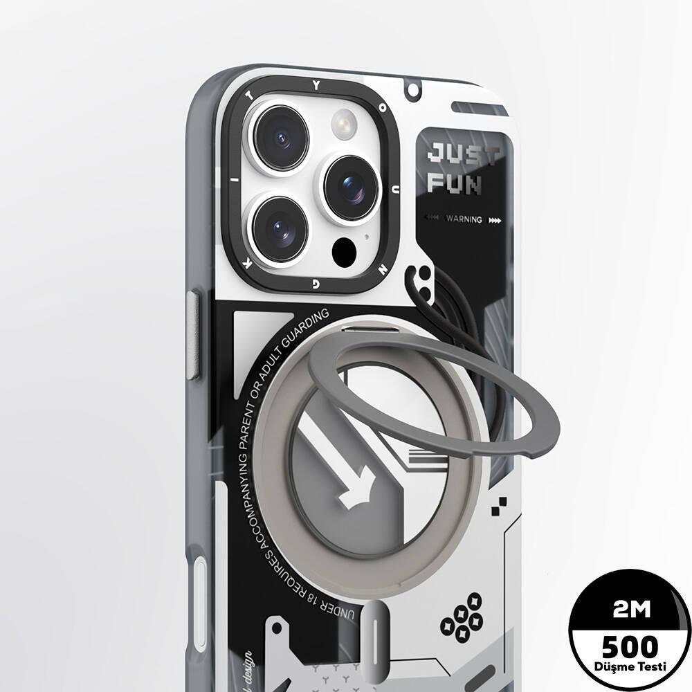 Apple iPhone 16 Pro Kılıf M-safe Şarj Özellikli Youngkit 360° Standlı Starship Serisi Kapak - 5