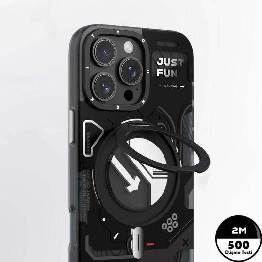 Apple iPhone 16 Pro Kılıf M-safe Şarj Özellikli Youngkit 360° Standlı Starship Serisi Kapak - 6