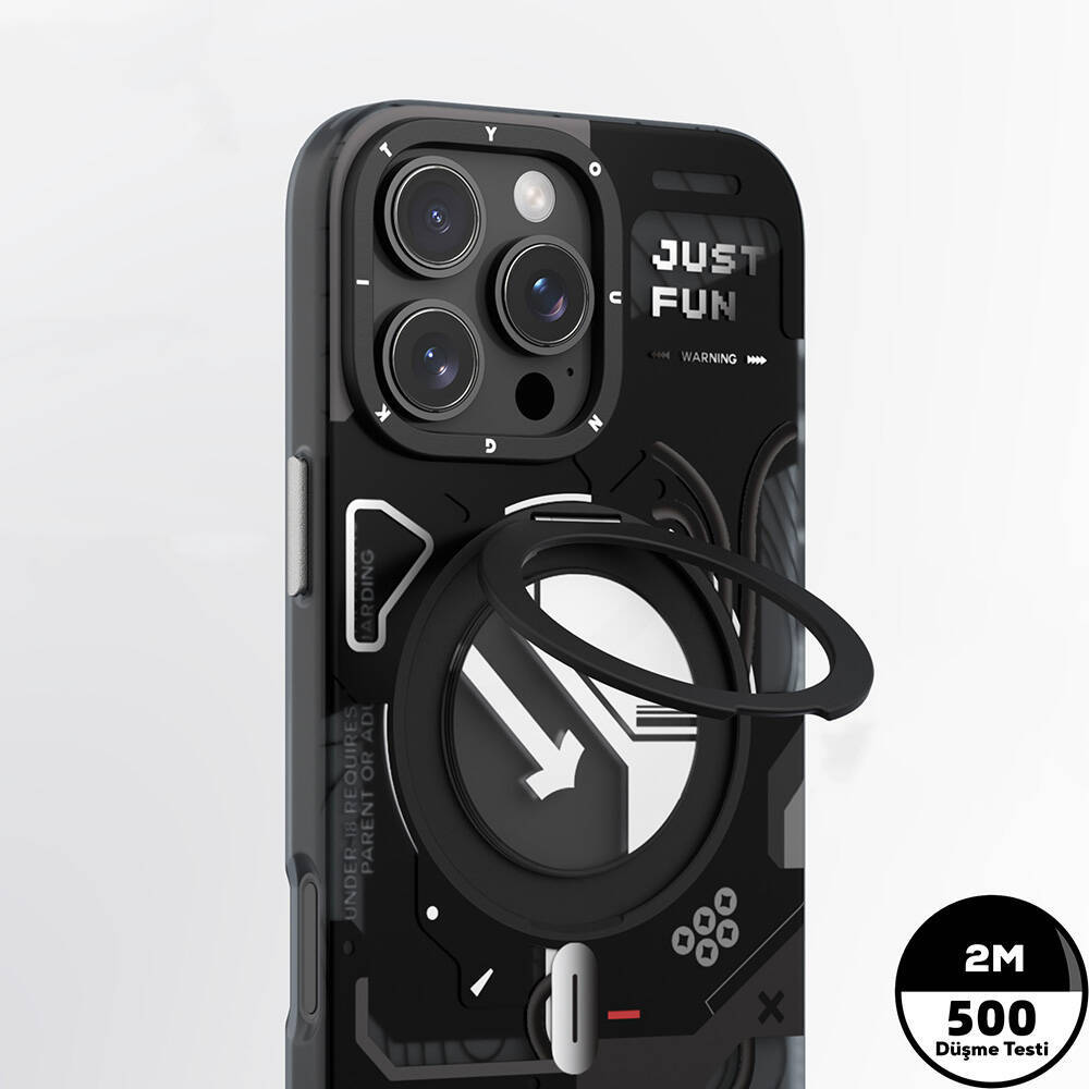 Apple iPhone 16 Pro Kılıf M-safe Şarj Özellikli Youngkit 360° Standlı Starship Serisi Kapak - 6