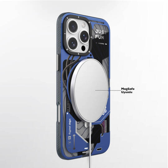 Apple iPhone 16 Pro Kılıf M-safe Şarj Özellikli Youngkit 360° Standlı Starship Serisi Kapak - 8
