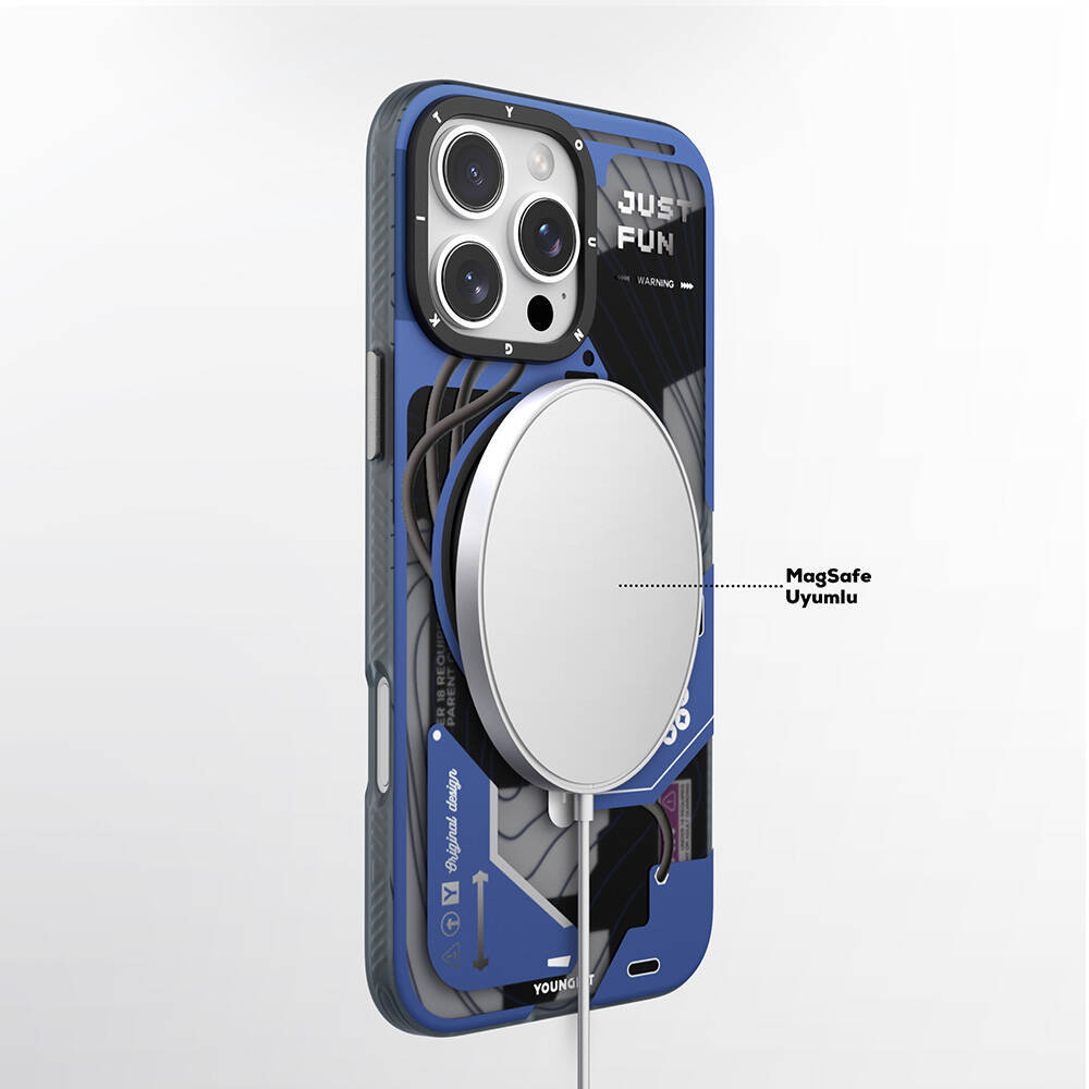 Apple iPhone 16 Pro Kılıf M-safe Şarj Özellikli Youngkit 360° Standlı Starship Serisi Kapak - 8