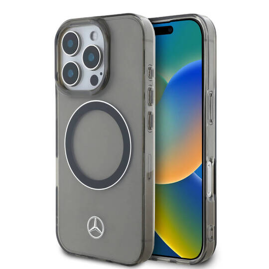 Apple iPhone 16 Pro Kılıf Mercedes Benz Orjinal Lisanslı M-safe Şarj Özellikli Saydam Yüzey Silver Ring Kapak - 2