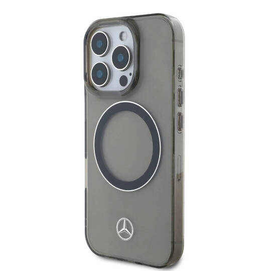 Apple iPhone 16 Pro Kılıf Mercedes Benz Orjinal Lisanslı M-safe Şarj Özellikli Saydam Yüzey Silver Ring Kapak - 3