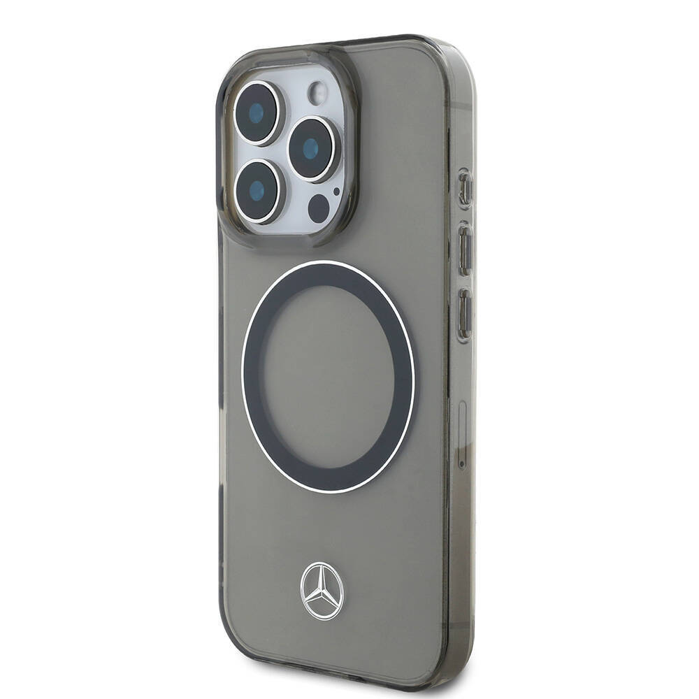 Apple iPhone 16 Pro Kılıf Mercedes Benz Orjinal Lisanslı M-safe Şarj Özellikli Saydam Yüzey Silver Ring Kapak - 3