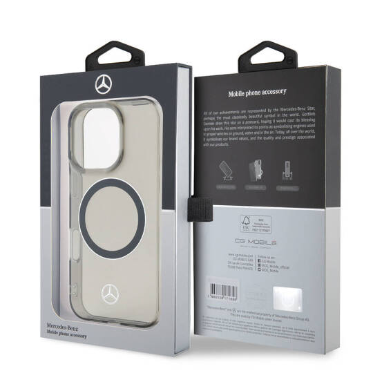 Apple iPhone 16 Pro Kılıf Mercedes Benz Orjinal Lisanslı M-safe Şarj Özellikli Saydam Yüzey Silver Ring Kapak - 9