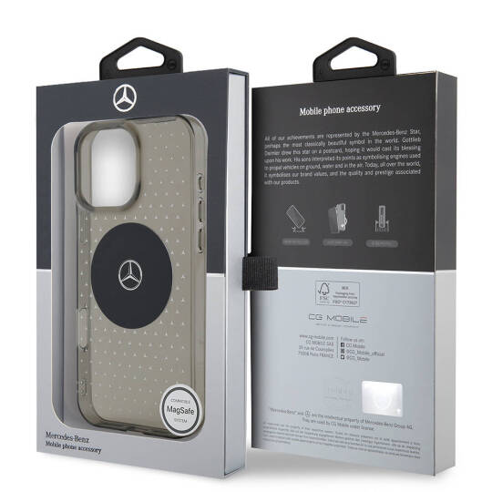 Apple iPhone 16 Pro Kılıf Mercedes Benz Orjinal Lisanslı M-safe Şarj Özellikli Yıldız Desenli Transparan Kapak - 9