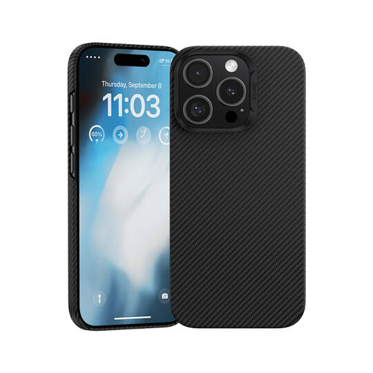 Apple iPhone 16 Pro Max Kılıf Benks M-safe Şarj Özellikli Metal Kamera Çerçeveli Magnetik ArmorAir 600D Kevlar Karbon Fiber Kapak - 2