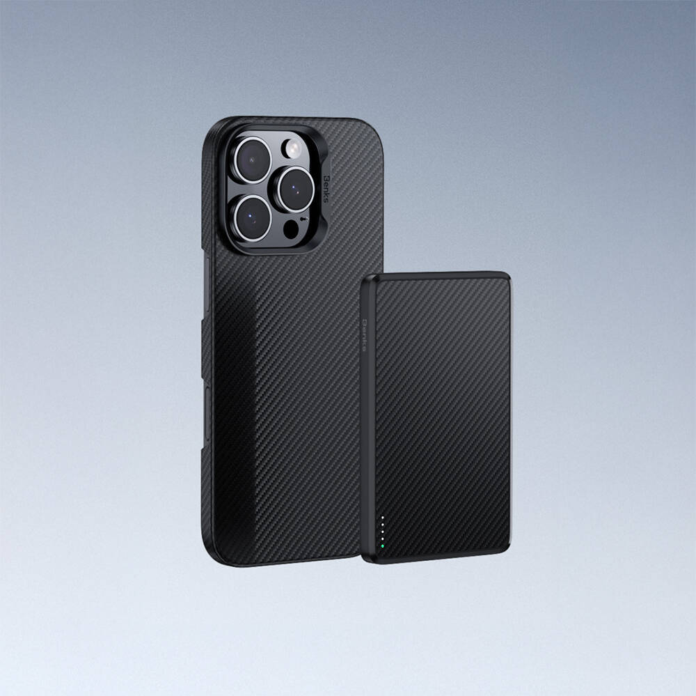 Apple iPhone 16 Pro Max Kılıf Benks M-safe Şarj Özellikli Metal Kamera Çerçeveli Magnetik ArmorAir 600D Kevlar Karbon Fiber Kapak - 10