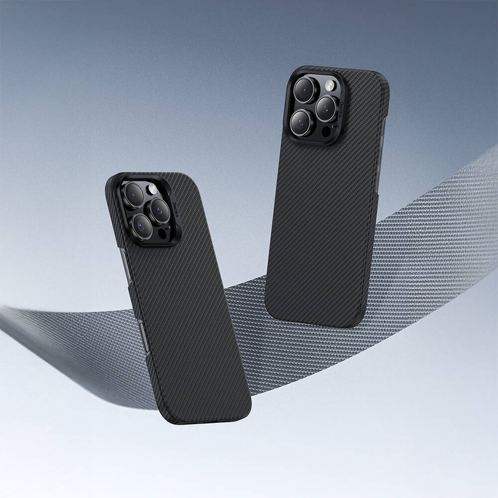 Apple iPhone 16 Pro Max Kılıf Benks M-safe Şarj Özellikli Metal Kamera Çerçeveli Magnetik ArmorAir 600D Kevlar Karbon Fiber Kapak - 11