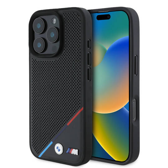 Apple iPhone 16 Pro Max Kılıf BMW Orjinal Lisanslı M-safe Şarj Özellikli M Logolu Üç Çizgili Delikli Deri Kapak - 2