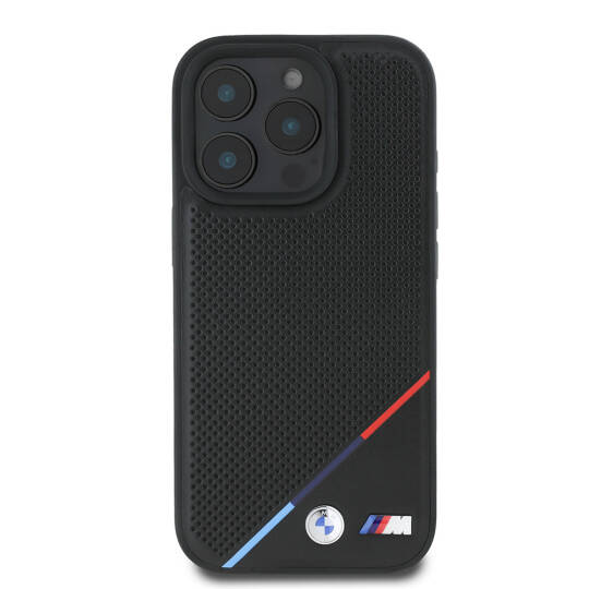 Apple iPhone 16 Pro Max Kılıf BMW Orjinal Lisanslı M-safe Şarj Özellikli M Logolu Üç Çizgili Delikli Deri Kapak - 3