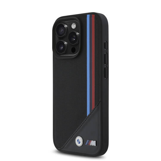 Apple iPhone 16 Pro Max Kılıf BMW Orjinal Lisanslı M-safe Şarj Özellikli M Logolu Üç Çizgili Dikiş Detaylı Meshed Tricolor Stripes Kapak - 4