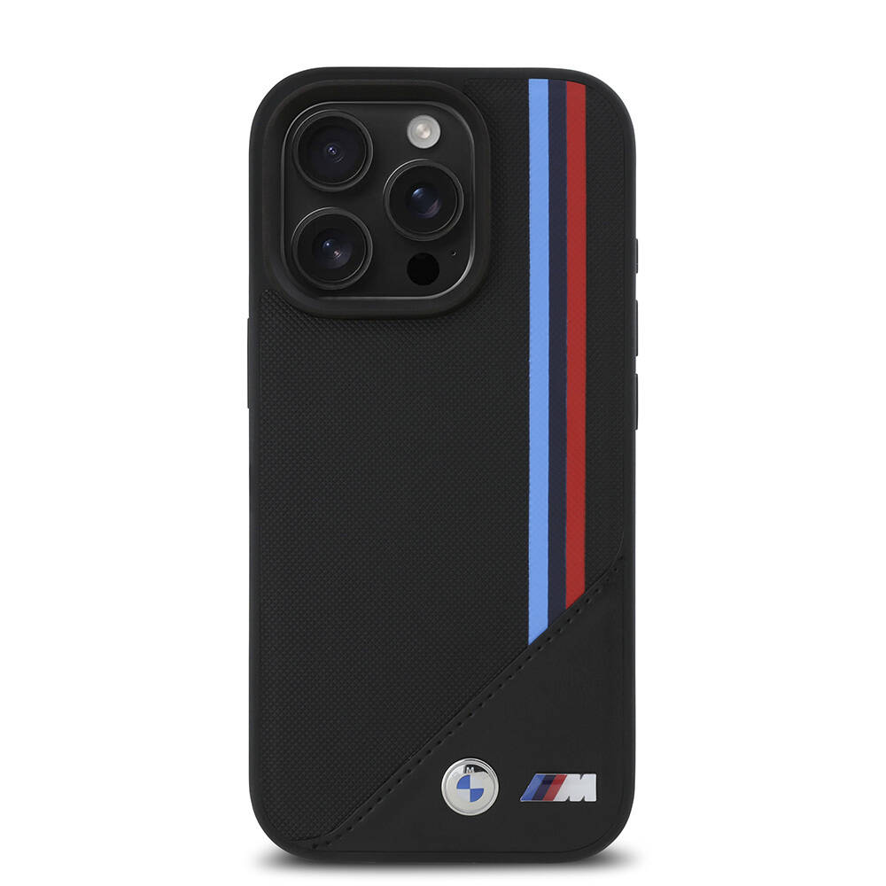 Apple iPhone 16 Pro Max Kılıf BMW Orjinal Lisanslı M-safe Şarj Özellikli M Logolu Üç Çizgili Dikiş Detaylı Meshed Tricolor Stripes Kapak - 5