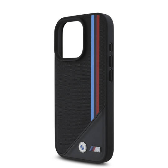 Apple iPhone 16 Pro Max Kılıf BMW Orjinal Lisanslı M-safe Şarj Özellikli M Logolu Üç Çizgili Dikiş Detaylı Meshed Tricolor Stripes Kapak - 8
