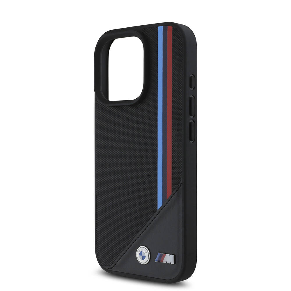 Apple iPhone 16 Pro Max Kılıf BMW Orjinal Lisanslı M-safe Şarj Özellikli M Logolu Üç Çizgili Dikiş Detaylı Meshed Tricolor Stripes Kapak - 8