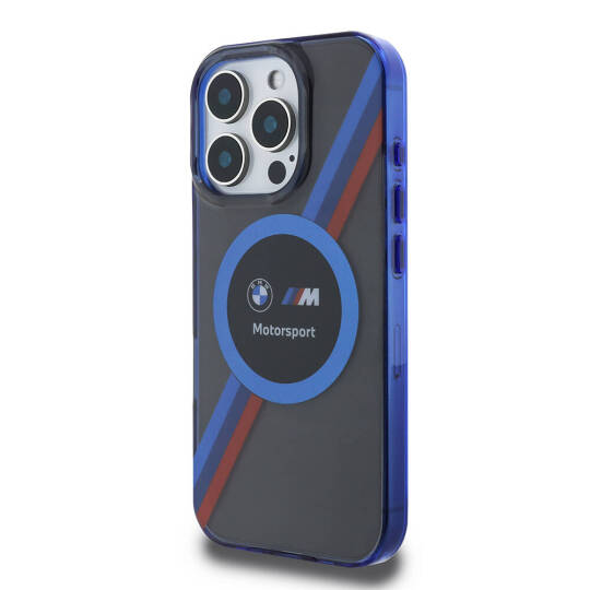 Apple iPhone 16 Pro Max Kılıf BMW Orjinal Lisanslı M-safe Şarj Özellikli M Logolu Üç Renk Çizgili Motorsport Circle Kapak - 5