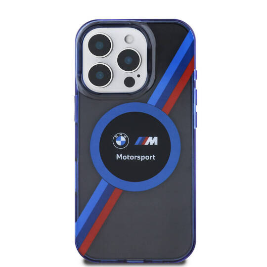 Apple iPhone 16 Pro Max Kılıf BMW Orjinal Lisanslı M-safe Şarj Özellikli M Logolu Üç Renk Çizgili Motorsport Circle Kapak - 6
