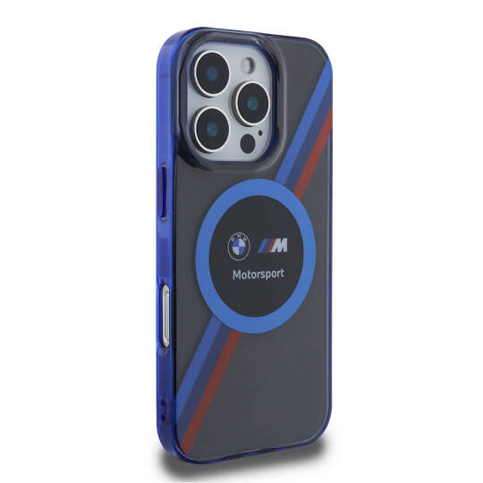 Apple iPhone 16 Pro Max Kılıf BMW Orjinal Lisanslı M-safe Şarj Özellikli M Logolu Üç Renk Çizgili Motorsport Circle Kapak - 7